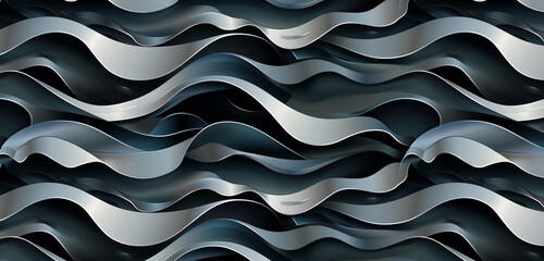 "Edgy wave pattern in silver and black, perfect for statement fashion."