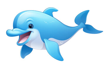 Fototapeta premium A sleek cartoon dolphin with a joyous expression, gliding gracefully through the water. Generative AI