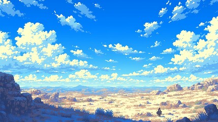 ゲームの世界のドット絵の風景　AI