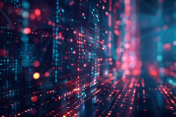 Obraz premium Abstract digital matrix with AI technology concept, futuristic innovation