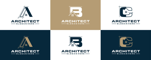 Letter A,B,C architect vector logo design