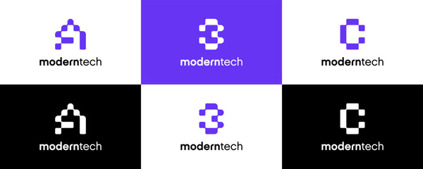 Initials A, B, C logo design. Initial Letter Logo. Innovative high tech logo template.