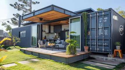 Modern Container House, Modern Shipping Container House, Container Reuse, Minimalism