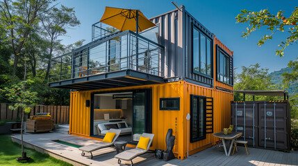 Modern Container House, Modern Shipping Container House, Container Reuse, Minimalism