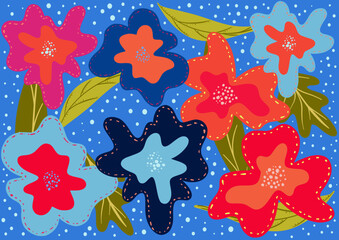 Repeating flower illustration for fabric or wallpaper design - 793705996