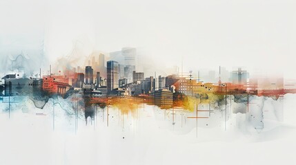 Artistic abstract city map composition showcasing the beauty of urban architecture and design on white