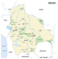 Vector map of national parks in Bolivia