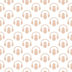 Podcast logo seamless pattern isolated on white