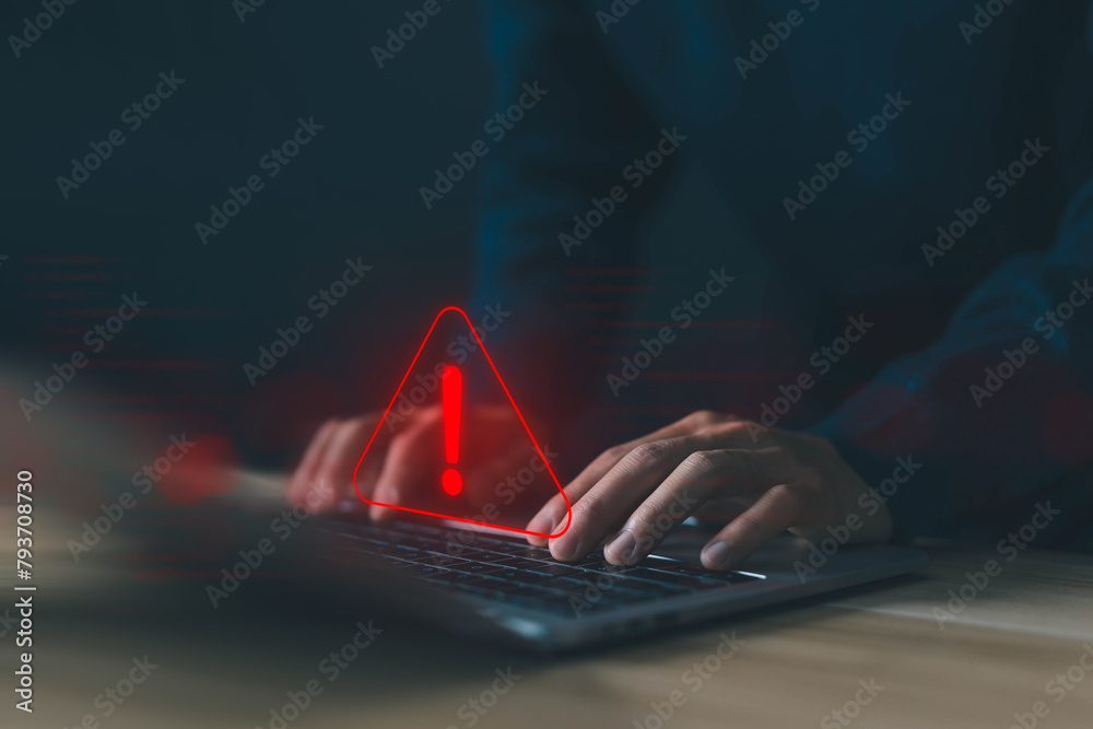 Canvas Prints notification spam in the laptop, cyber error symbol warning sign of system failure. concept of risk 