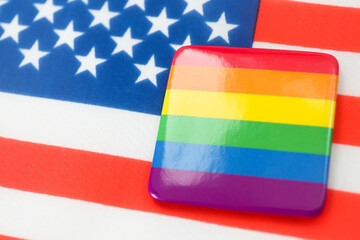 Symbol of the LGBT movement on the USA background