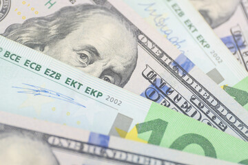 Closeup of the banknotes of the financial currency American dollar