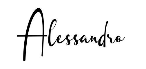 Alessandro - black color - name written - ideal for websites, presentations, greetings, banners, cards, t-shirt, sweatshirt, prints, cricut, silhouette, sublimation, tag - obrazy, fototapety, plakaty