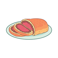 beef wellington food illustration