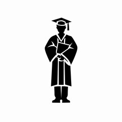 Silhouette of a graduate with a diploma, education concept