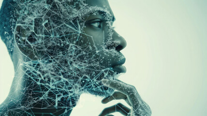 Futuristic Vision: African-American Man with AI Technology Concept