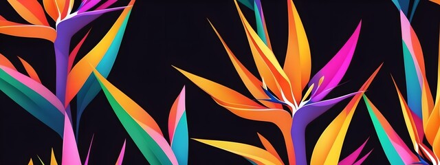 wallpaper representing colorful abstract figures on a black background. Multicolored shapes