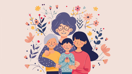 Greeting card for Mothers Day with Three generations