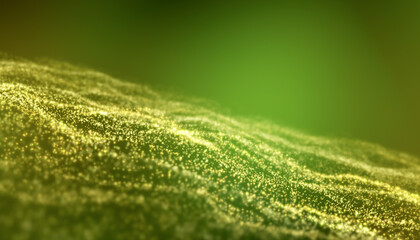 Illustation of golden light shine particles bokeh over green and yellow background - abstract particles background. - 793713747