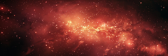 A dark red sky with stars and light particles in dark background. grainy texture,red background, Suitable for use as a backdrop in music videos, club promotions, or abstract design projects - obrazy, fototapety, plakaty