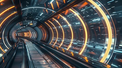 Obraz premium Digital rendering of a futuristic transportation network with underground tunnels and autonomous hyperloops
