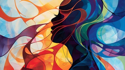 Abstract girl image, woman image, art abstract, vibrant abstract woman background