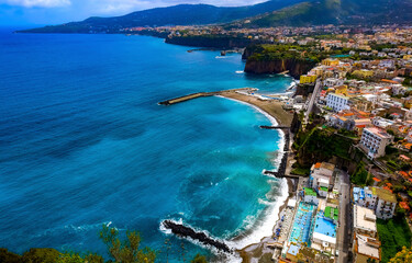 aerial view of coastal city