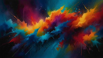 Obraz na płótnie Canvas splashes water color background on the dark black gradient surface abstract background of the water color hd background 
