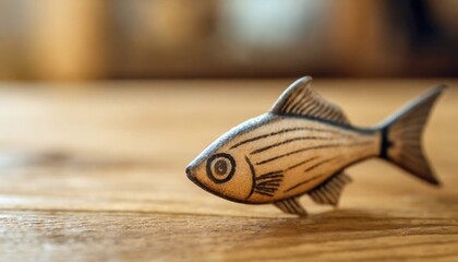 Ichthys - The Drawn Fish, a Symbol of Christianity, on the Wooden Table