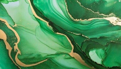 Luxurious green ink marble-like abstract texture with golden dust and agate stone swirls ,...