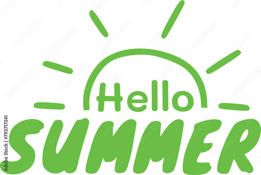 Fototapete handwritten lettering quote of hello summer with sun icon. zip file contains eps, jpeg and png forma