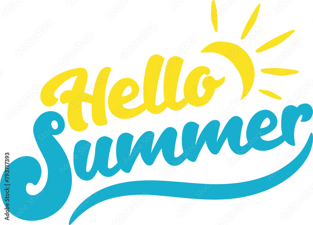 Fototapete funny handwriting hello summer letter in modern bold font. zip file contains eps, jpeg and png forma