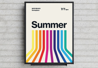 Retro Summer Party Event Poster with Colorful Stripes