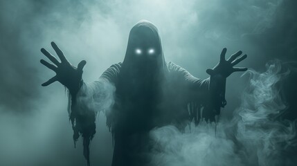 Mystical Encounter Ghostly Figure Emerges in Haunting Fog