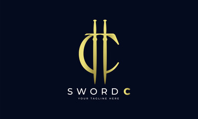 Sword letter C Logo