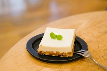 unbaked cheesecake on the plate 