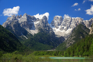 Dürrensee mit Blick auf den Monte Cristallo, Dolomiten, südtirol, Italien, Europa