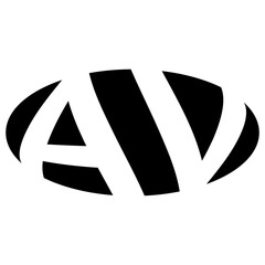 Oval logo double letter A, V two letters av va - obrazy, fototapety, plakaty