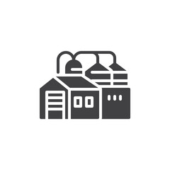 Industrial warehouse and silos vector icon © alekseyvanin