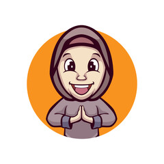 Hijab girl give a greetings pose