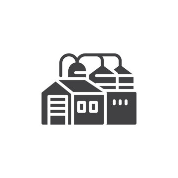 recommend clip art: Industrial warehouse and silos vector icon