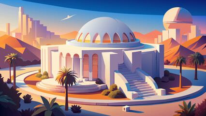 Fototapeta premium Abstract architecture background. White circular building. 