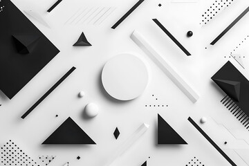 Abstract black and white background from a set of different geometric shapes
