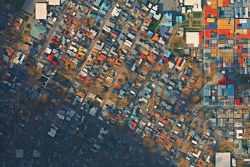 Aerial City Gridscape: Urban Matrix of Patterns