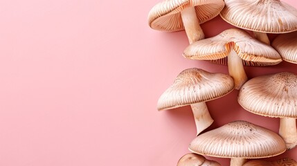 Maitake mushroom on pastel colored background   grifola frondosa displayed in soft tones