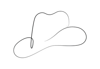 Continuous one line drawing of cowboy hat. Isolated on white background vector illustration