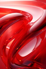 Abstract geometric red background with glass spiral tubes, flow clear fluid with dispersion and refraction effect, crystal composition of flexible twisted pipes, modern 3d wallpaper, design element