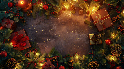 amazing background with top view of a merry christmas