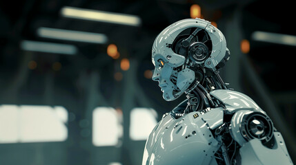 Réflexions Robotiques : Profonde Introspection d'une Créature Artificielle - obrazy, fototapety, plakaty