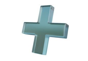 Obraz premium Glass plus care sign icon on isolated transparent background. basic math operation colorful health for hospital emergency. Medical symbol simple emergency help. 3d rendering illustration. elements