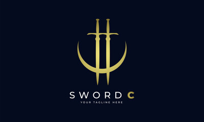 Two Sword letter C Logo
